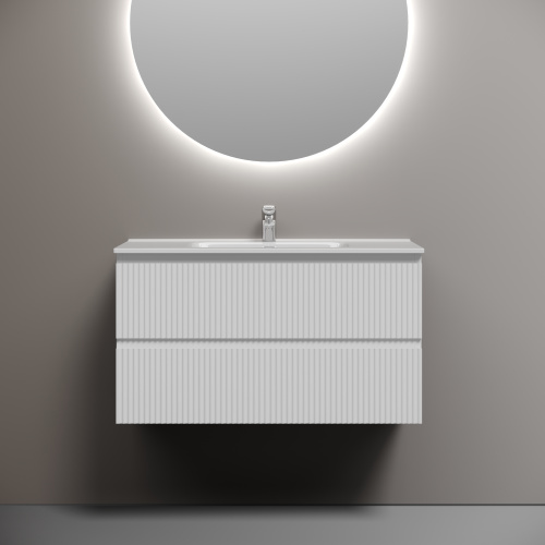 Тумба под раковину Sancos SNOB R SNR90W 89х45х50 подвесная цвет белый - фото 3